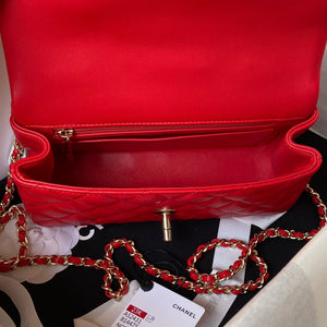 Chanel 23K AS2431 Mini flap Lambskin bag with top handle Red - Default Title - View 7