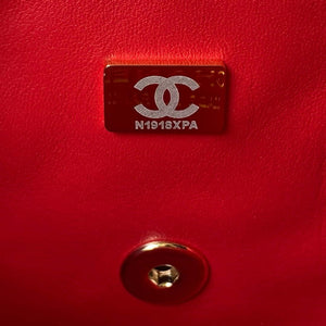 Chanel 23K AS2431 Mini flap Lambskin bag with top handle Red - Default Title - View 9