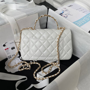 Chanel 23K AS2431 Mini flap Lambskin bag with top handle Whtie - Default Title - View 2