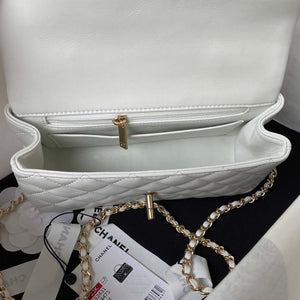 Chanel 23K AS2431 Mini flap Lambskin bag with top handle Whtie - Default Title - View 7