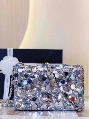 Chanel 23P limited edition new classic CF sequin bag Silver - Default Title - View 3