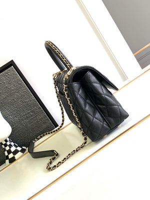 Chanel 23P Medium Flap Bag With Brown Top Handle Bag A92990 Black - Default Title - View 2