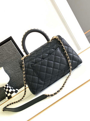 Chanel 23P Medium Flap Bag With Brown Top Handle Bag A92990 Black - Default Title - View 3