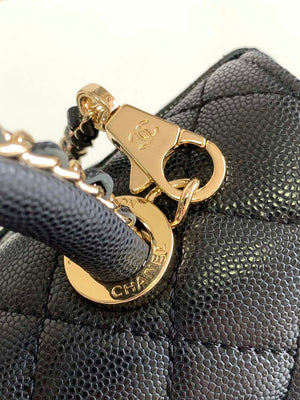 Chanel 23P Medium Flap Bag With Brown Top Handle Bag A92990 Black - Default Title - View 6