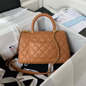 Chanel 23P Medium Flap Bag With Brown Top Handle Bag A92990 Brown - Default Title - View 2