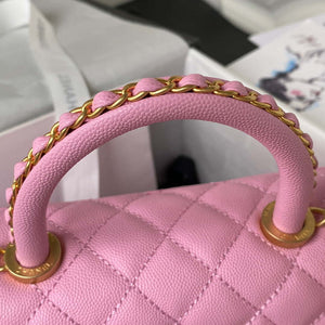 Chanel 23P Medium Flap Bag With Brown Top Handle Bag A92990 Pink - Default Title - View 4
