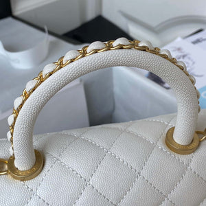 Chanel 23P Medium Flap Bag With Brown Top Handle Bag A92990 White - Default Title - View 4