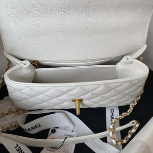 Chanel 23P Medium Flap Bag With Brown Top Handle Bag A92990 White - Default Title - View 7