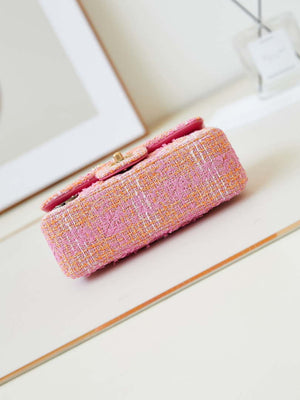 Chanel 24C A01113 Flap Handbag Classic Bag Woolen A69900 Orange & Pink - Default Title - View 5