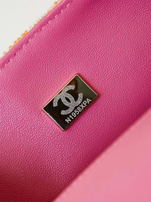 Chanel 24C AS1116 Small Flap bag Woolen A69900 Orange & Pink - Default Title - View 9