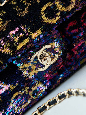 Chanel 24C AS4561 Flap Bag Sequins Gold-Tone Metal Black & Multicolor - Default Title - View 2