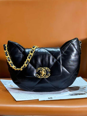 Chanel 24C AS4638 Hobo Bag Lambskin & Gold-Tone Metal Black - Default Title - View 1