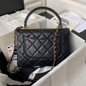 Chanel 24C Trendy CC Flap Bag With Top Handle Lambskin bag A92236 Black Gold - Default Title - View 2