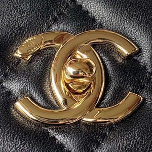 Chanel 24C Trendy CC Flap Bag With Top Handle Lambskin bag A92236 Black Gold - Default Title - View 3