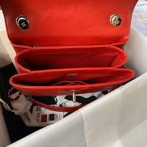 Chanel Trendy 24C Flap Bag With Top Handle Lambskin bag A92236 Red Gold - Default Title - View 8
