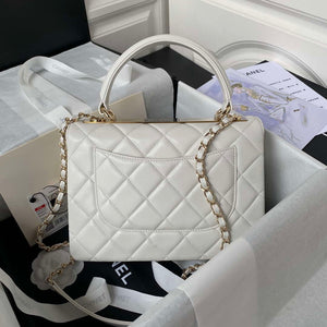 Chanel Trendy 24C Flap Bag With Top Handle Lambskin bag A92236 White Gold - Default Title - View 2