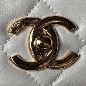 Chanel Trendy 24C Flap Bag With Top Handle Lambskin bag A92236 White Gold - Default Title - View 3