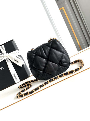 Chanel 24K New Mini Saddle Bag Lambskin AS9981 Black Gold - Default Title - View 3