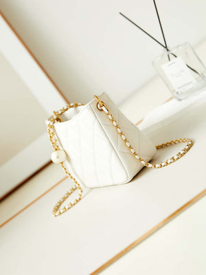 Chanel 24S AS4859 Hobo Bag Lambskin & Gold-Tone Metal Pearl White - Default Title - View 4