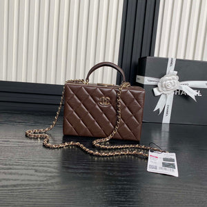 Chanel 25A AS5167 Small box bag Lambskin Dark Brown - Default Title - View 1