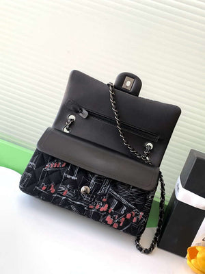 Chanel 25C A01112 Flap Bag Black Fabric Printed - Default Title - View 7