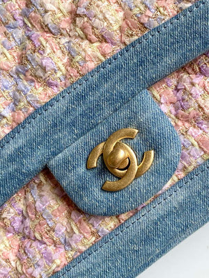 Chanel 25C A01112 Flap Bag Blue and Pink Fabric Printed - Default Title - View 5