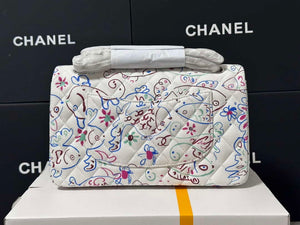 Chanel 25C A01112 Flap Bag White Pink Fabric Printed - Default Title - View 2