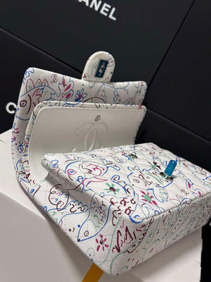 Chanel 25C A01112 Flap Bag White Pink Fabric Printed - Default Title - View 8