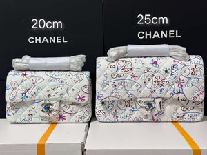 Chanel 25C A01112 Flap Bag White Pink Fabric Printed - Default Title - View 10
