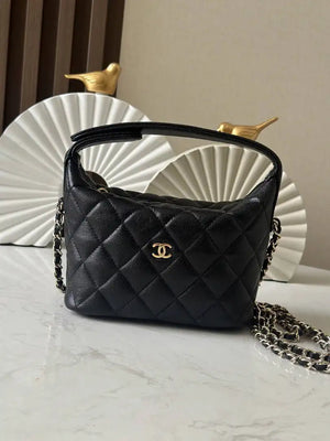 Chanel 25C AP4386 Hobo Grained Calfskin & Gold-Tone Metal Black - Default Title - View 1