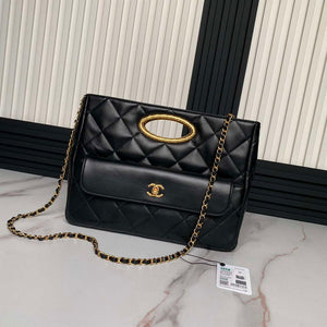 Chanel 25C AS5036 Small Tote Lambskin & Gold-Tone Metal Black - Default Title - View 1