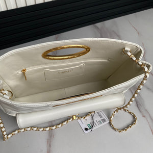 Chanel 25C AS5036 Small Tote Lambskin & Gold-Tone Metal White - Default Title - View 6