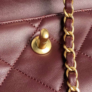 Chanel 25C AS5036 Small Tote Lambskin & Gold-Tone Metal Wine Red - Default Title - View 5