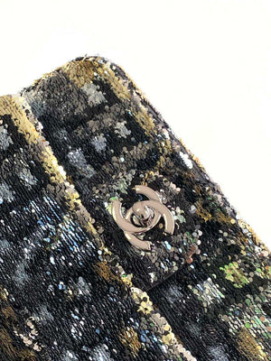 Chanel 25C Mini Classic Handbag A69900 letter shape Black shiny sequin - Default Title - View 5