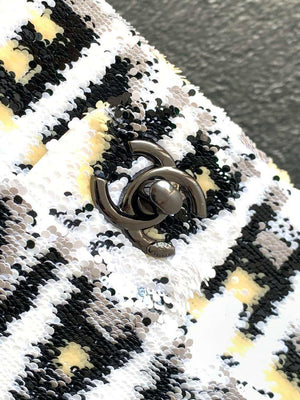 Chanel 25C Mini Classic Handbag A69900 letter shape Silver shiny sequin - Default Title - View 5