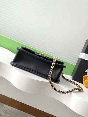 Chanel 25C Mini Flap Bag Metallized Braided Calfskin & Gold-Tone AS4797 Black - Default Title - View 5