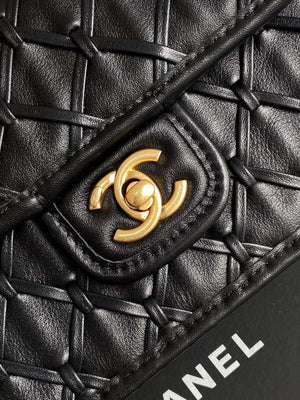 Chanel 25C Mini Flap Bag Metallized Braided Calfskin & Gold-Tone AS4797 Black - Default Title - View 6