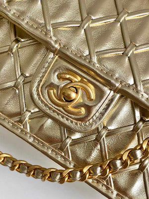 Chanel 25C Flap Bag Metallized Braided Calfskin & Gold-Tone AS4795 Gold - Default Title - View 5