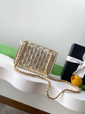 Chanel 25C Mini Flap Bag Metallized Braided Calfskin & Gold-Tone AS4797 Gold - Default Title - View 4