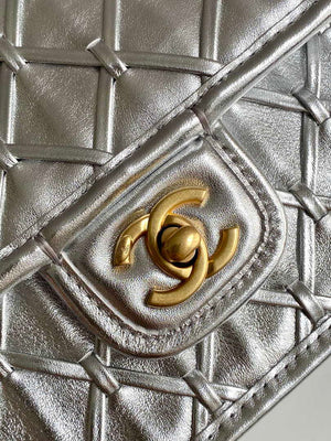 Chanel 25C Flap Bag Metallized Braided Calfskin & Gold-Tone AS4795 Silver - Default Title - View 5