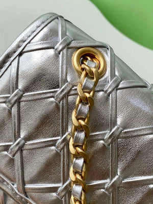 Chanel 25C Flap Bag Metallized Braided Calfskin & Gold-Tone AS4795 Silver - Default Title - View 6