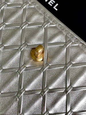 Chanel 25C Flap Bag Metallized Braided Calfskin & Gold-Tone AS4795 Silver - Default Title - View 7