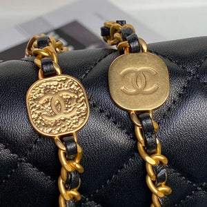Chanel 25P AS5352 Mini Flap Bag Shiny Lambskin Imitation Pearls & Gold-Tone Metal Black - Default Title - View 7