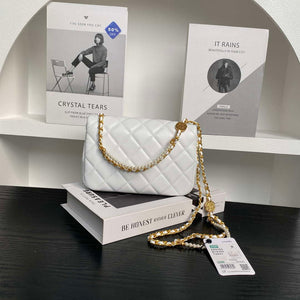 Chanel 25P AS5352 Mini Flap Bag Shiny Lambskin Imitation Pearls & Gold-Tone Metal White - Default Title - View 2