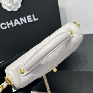 Chanel 25P AS5355 Small Flap Bag With Top Handle Gray Lambskin - Default Title - View 7