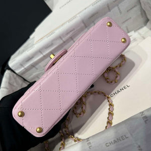 Chanel 25P AS5355 Small Flap Bag With Top Handle Pink Lambskin - Default Title - View 6