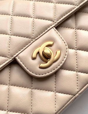 Chanel 25P AS5356 Meduim Flap Bag With Top Handle Apricot Lambskin - Default Title - View 5
