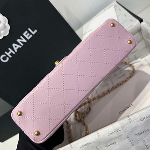 Chanel 25P AS5356 Meduim Flap Bag With Top Handle Pink Lambskin - Default Title - View 7