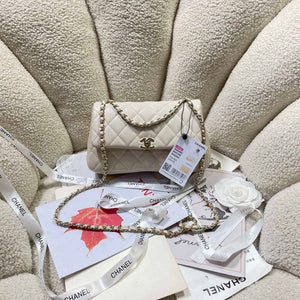Chanel 25S Flap White Lambskin Bag AP5485 gold - Default Title - View 1