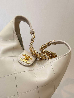 Chanel 25SS AS5403 Hobo Handbag Shiny Lambskin & Gold-Tone Metal Apricot - Default Title - View 5